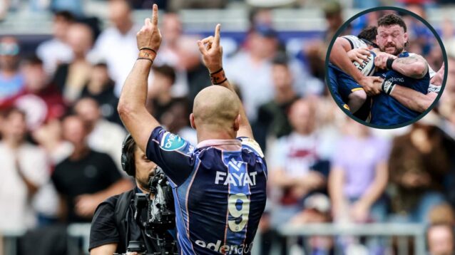 Bordeaux's Maxime Lucu and an inset of Leinster's Andrew Porter.