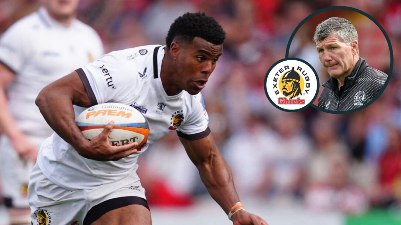 A two layered image of Immanuel Feyi-Waboso and Rob Baxter