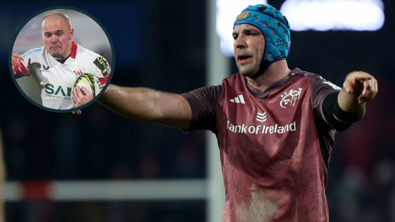 Tadhg Beirne and Jacob Stockdale in action for Munster and Ulster respectively.