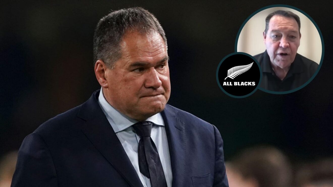 New All Blacks head coach Dave Rennie and an inset of Sir Steve Hansen.